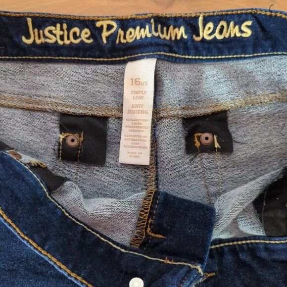Justice Jeans Simply Low Kit Jegging Size 16 1/2 Plus Dark Blue - Picture 2 of 2